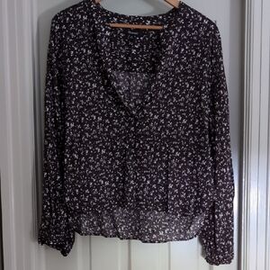 Madewell Black and White Floral Blouse